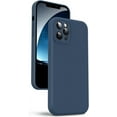 thumbnail image 1 of Liquid Silicone Case for iPhone 12 Pro Max, [Flat Edge Design] [Camera Protection] [Anti Fingerprint] 4 Layers Protect Scratch Proof Anti Drop Microfiber Phone Cover, 6.1", Dark Blue, 1 of 15