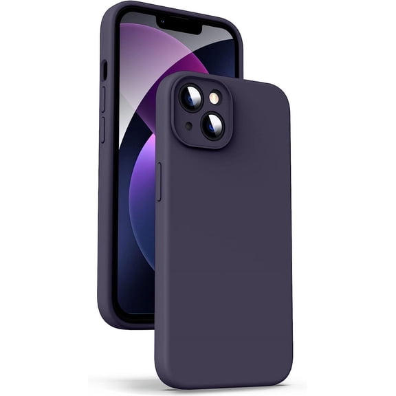 Liquid Silicone Case for iPhone 13, [Camera Protection] [Anti Fingerprint] [Wireless Charging] 4 Layer Phone Case Protective Cover, Built-in Microfiber Case Cover, 6.1", Deep Purple