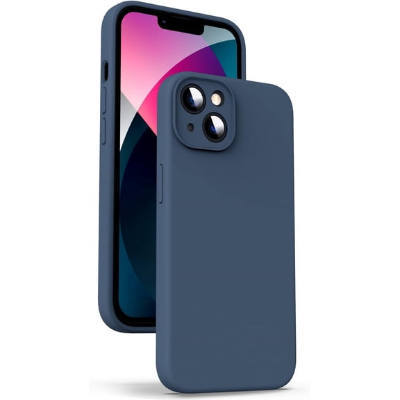 Liquid Silicone Case for iPhone 13 Mini - [Camera All-Round Protection] [Soft Microfiber Lining Anti-Scratch] 4 Layer Full Covered Shockproof Gel Rubber Phone Case Cover, 5.4", DarkBlue