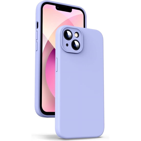 Liquid Silicone Case for iPhone 13 Mini - [Camera All-Round Protection] [Soft Microfiber Lining Anti-Scratch] 4 Layer Full Covered Shockproof Gel Rubber Phone Case Cover, 5.4", Purple