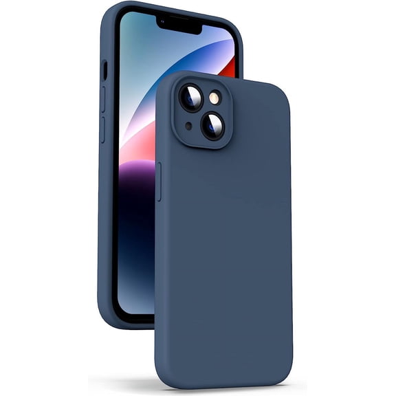 Liquid Silicone Case for iPhone 14, [True Liquid Silicone] [Anti Fingerprint] 4 Layer Phone Case Protective Cover, Full Coverage Around Camera & Built-in Microfiber, 6.1", Deep Blue