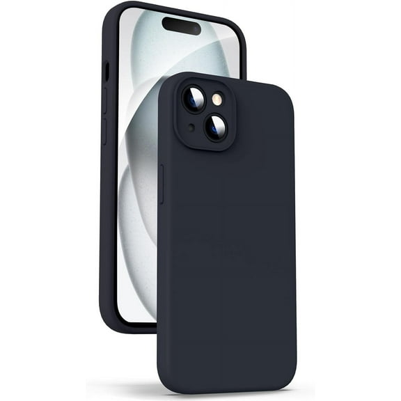 Liquid Silicone Case for iPhone 15 - [Camera All-Round Protection] [Soft Microfiber Lining Anti-Scratch] 4 Layer Full Covered Shockproof Gel Rubber Phone Case Cover, 6.1", Black