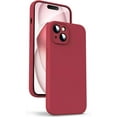 thumbnail image 1 of Liquid Silicone Case for iPhone 15 - [Camera All-Round Protection] [Soft Microfiber Lining Anti-Scratch] 4 Layer Full Covered Shockproof Gel Rubber Phone Case Cover, 6.1", Red, 1 of 16