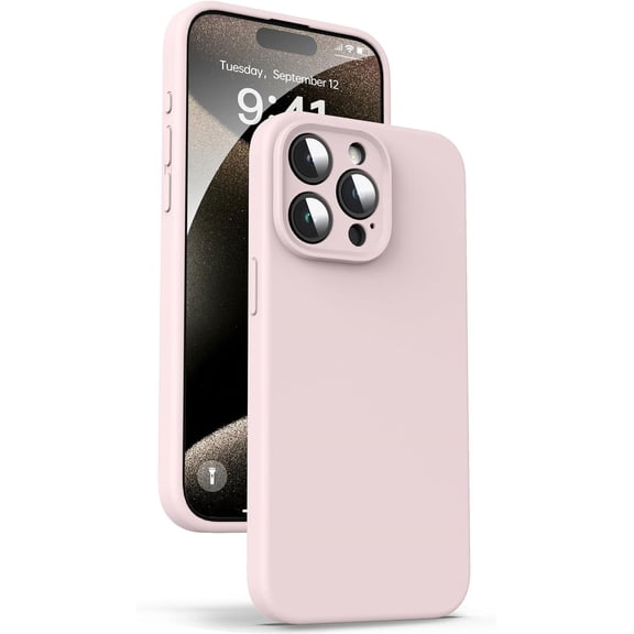 Liquid Silicone Case for iPhone 15 Pro Max - [Camera All-Round Protection] [Soft Microfiber Lining Anti-Scratch] 4 Layer Full Covered Shockproof Gel Rubber Phone Case Cover, 6.7", Pink