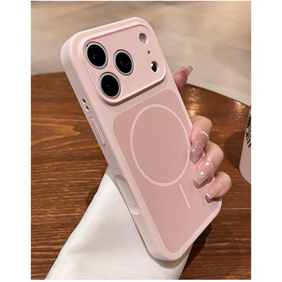 Liquid Silicone Case for iPhone 17 Pro Max Magnetic,Dual-Tone Trending Design 17 Pro Max Case [Full Camera Protection][Camera Control Button ]Soft Touch Shockproof Protective Phone Cover 6.9", Pink