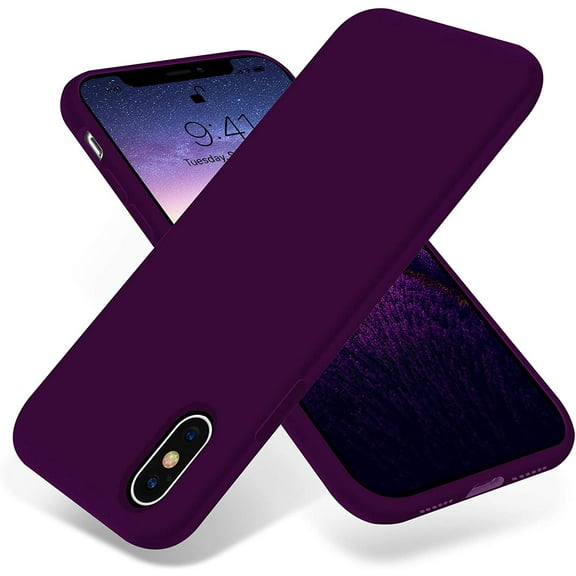 Liquid Silicone Gel Rubber Full Body Protection Shockproof Case for iPhone Xs/iPhone X，Anti-Scratch&Fingerprint Basic-Cases，Compatible with iPhone X/iPhone Xs 5.8 inch (2018), (Purple)