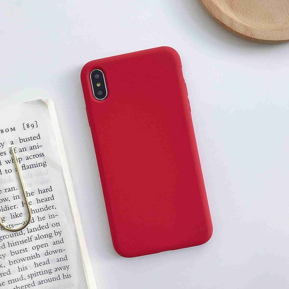 Liquid Silicone Gel Rubber Shockproof Shell Ultra-Thin [Slim Fit] Soft 4 Side Full Protection Cover, For iPhone X, carmine