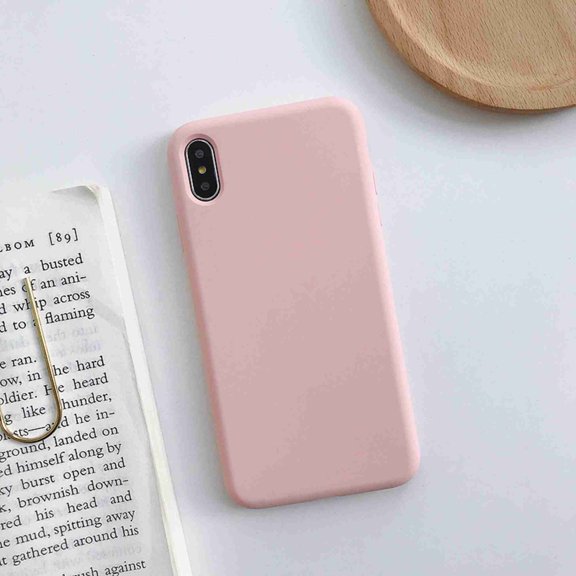 Liquid Silicone Gel Rubber Shockproof Shell Ultra-Thin [Slim Fit] Soft 4 Side Full Protection Cover, For iPhone X, cherry pink
