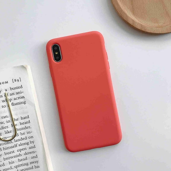 Liquid Silicone Gel Rubber Shockproof Shell Ultra-Thin [Slim Fit] Soft 4 Side Full Protection Cover, For iPhone X, coral red