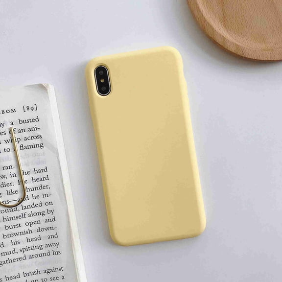 Liquid Silicone Gel Rubber Shockproof Shell Ultra-Thin [Slim Fit] Soft 4 Side Full Protection Cover, For iPhone X, yellow
