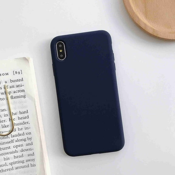 Liquid Silicone Gel Rubber Shockproof Shell Ultra-Thin [Slim Fit] Soft 4 Side Full Protection Cover, For iPhone XS, midnight blue