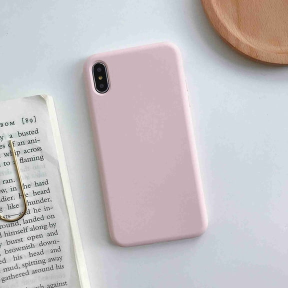 Liquid Silicone Gel Rubber Shockproof Shell Ultra-Thin [Slim Fit] Soft 4 Side Full Protection Cover, For iPhone XS, sand pink