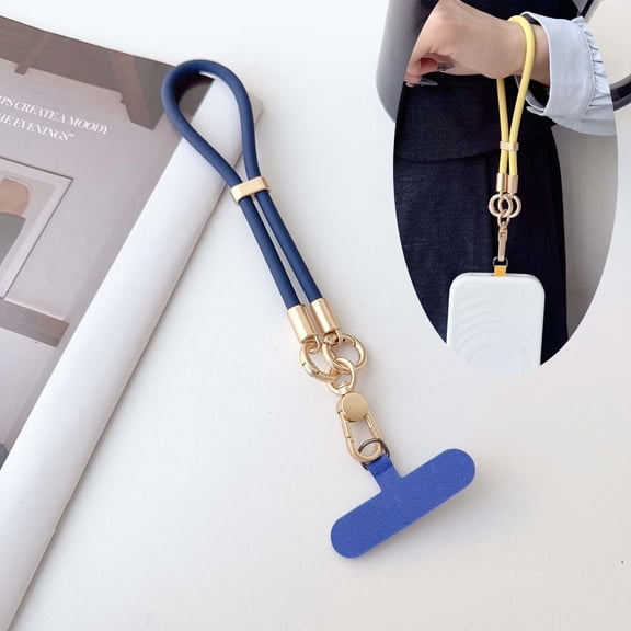 Liquid Silicone Phone Wrist Strap for Cell Phone Case, with Clip Polyester Adjustable Soft Hand Lanyard for Women Men, Blue