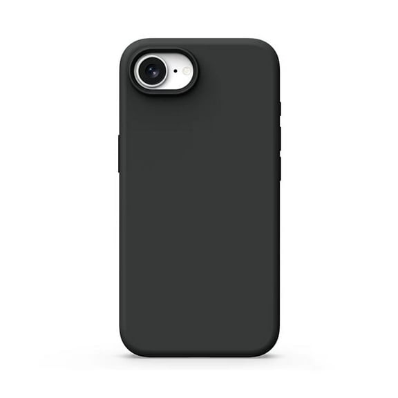 Liquid Silicone Soft Microfiber Case for iPhone 16e with Tempered Glass Screen Protector - Black