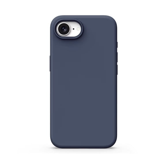 Liquid Silicone Soft Microfiber Case for iPhone 16e with Tempered Glass Screen Protector - Midnight Blue