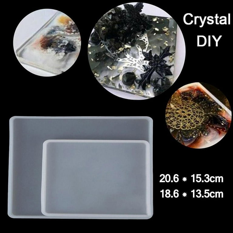 Liquid Silicone Transparent Epoxy Resin Mold Rectangle Shape Large Tray  Molds Coaster Fruit I2E0 