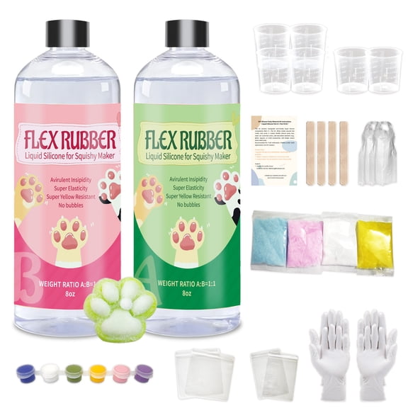 Liquid Silicone16OZ Silicone Rubber, Ultra-Soft Elastic Rubber (for DIY stress-relief gifts with soft textures, such as cat paws, hamsters, artificial strawberries, and chicks)  featuring bu