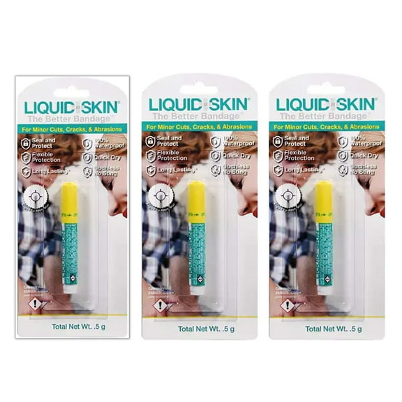 Liquid Skin Liquid Plaster Waterproof Liquid Bandage for Small Cuts, Wounds, and Cracked Skin Promotes Faster Natural Healing No Sting, Non-Burning, Safe for Kids Formula0.5 Grams Pack of 3