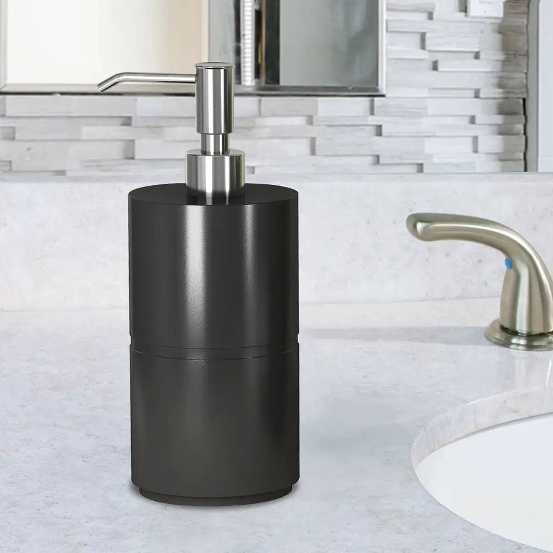 Liquid Soap Dispenser Pump Bottle | Bathroom Vanity & Kitchen Sink,Holds Soap,Lotion & Sanitizer | Black/Resin