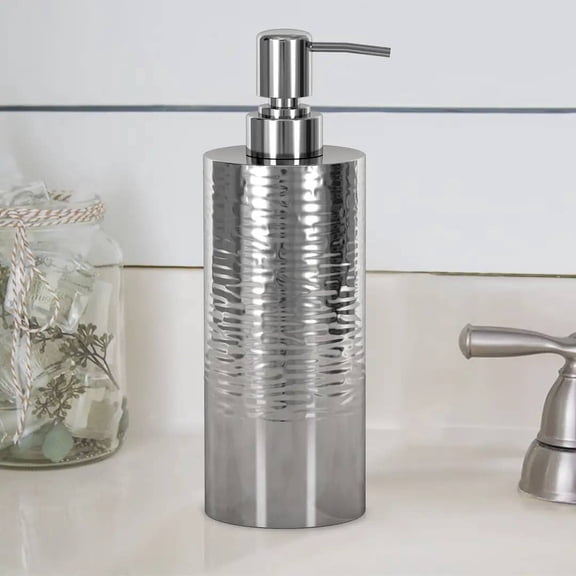 Liquid Soap Dispenser Pump Bottle | Bathroom Vanity & Kitchen Sink,Holds Soap,Lotion & Sanitizer | Shiny/Hammered