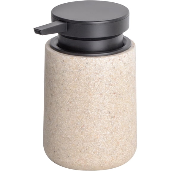 Liquid Soap Dispenser with Easy-to-Press Pump, 10 oz Refillable Hand Extended Spout for Bathroom Kitchen Dish Lotion, Modern Stone Texture (Beige)