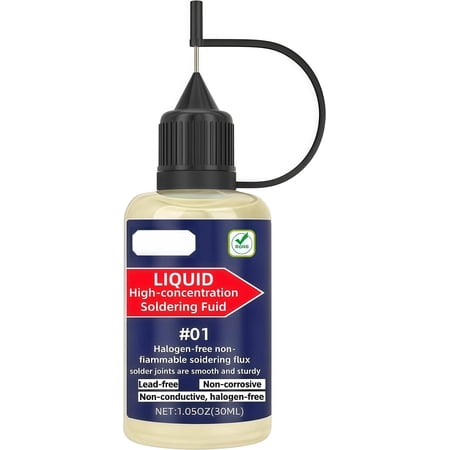 Liquid Solder Flux 30mL (1.05 Oz), No Clean Liquid Soldering Flux, Electrical Rosin Flux Solder, Liquid Flux Soldering Fluid in Squeeze Dropper Bottle.