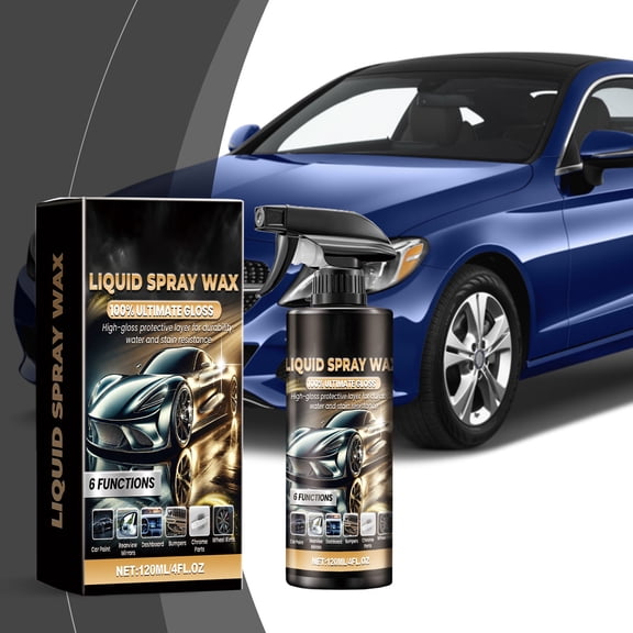 Liquid Spray Wax, High Gloss Protective Coating for Cars, Quick-Applying Polish Spray with Water & Stain Resistance, Works on Paint, Mirrors, Dashboard, Bumpers, Chrome and Wheels