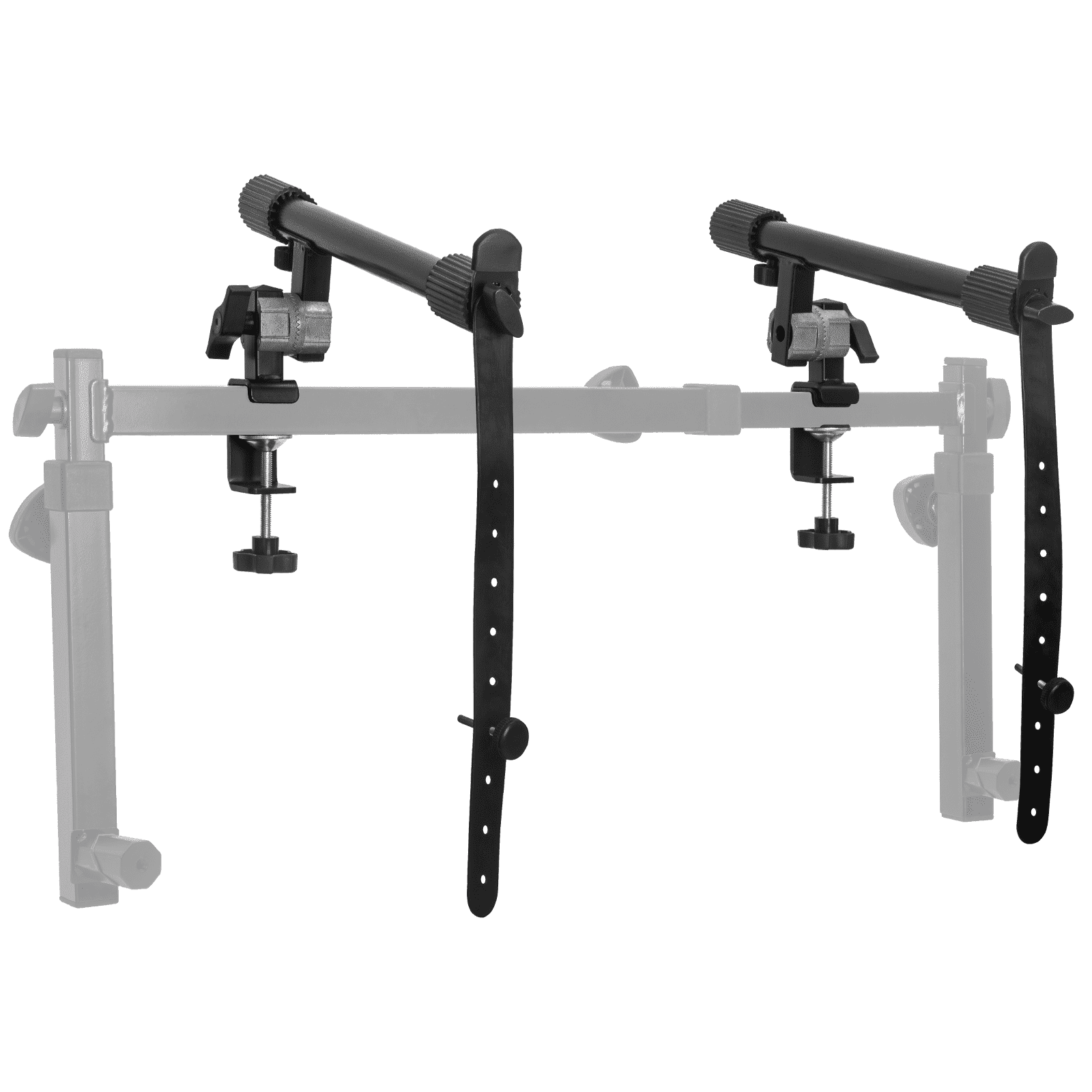 Adjustable Black Steel 2-Tier Keyboard Stand Attachment with Safety Straps