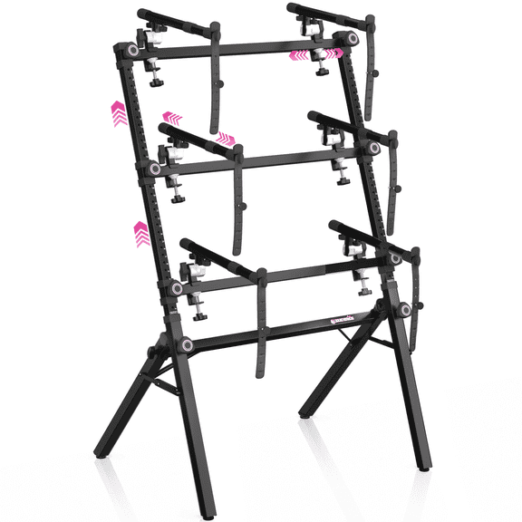 Liquid Stands 3-Tier Adjustable Keyboard and Synth Stand – Professional Stand for Keyboards, Mixers, Synths, and Laptops