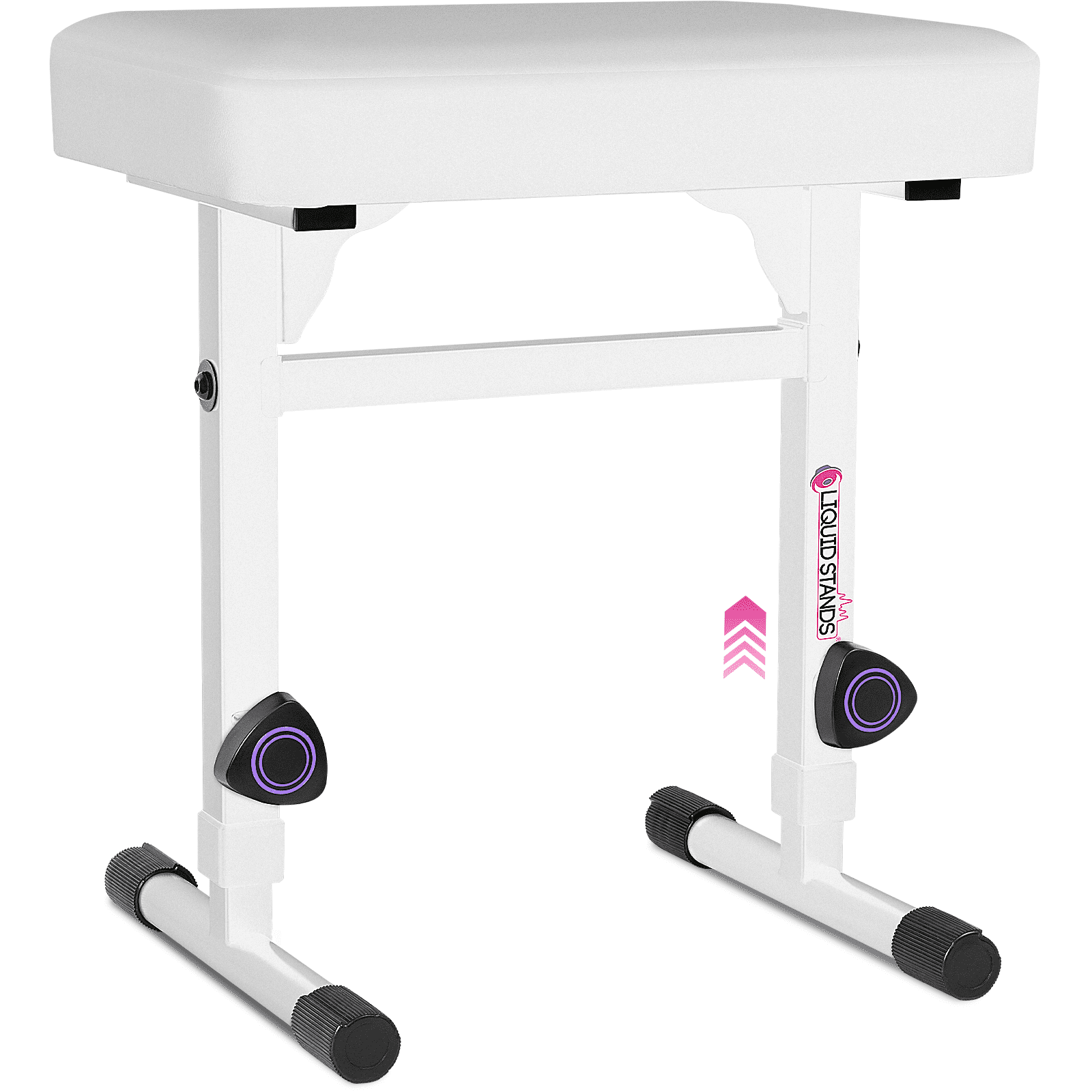 Liquid Stands Adjustable Piano Bench White – Music Keyboard Bench Seat for Digital & Electric Pianos - Padded Cushion for Musicians Piano Stool Chair (PU Leather)