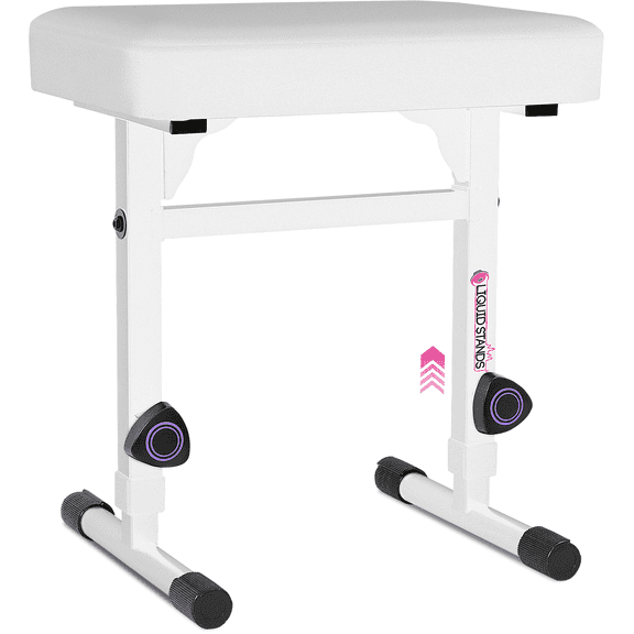 Liquid Stands Adjustable Piano Bench White Music Keyboard Bench Seat for Digital & Electric Pianos - Padded Cushion for Musicians Piano Stool Chair (PU Leather)