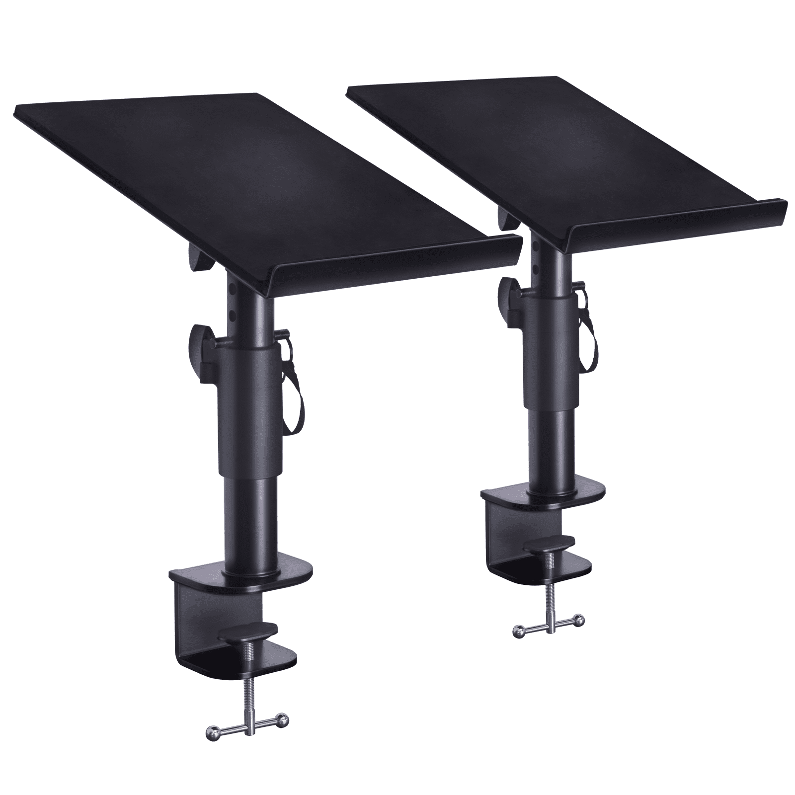 Adjustable Black Stainless Steel Clamp-On Speaker Stands - 2 Pack