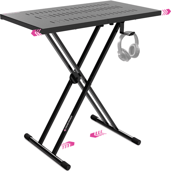 Liquid Stands Expandable DJ Table Stand Portable Audio Mixer Stand - DJ Stand for Laptop & Controller - Midi Keyboard Stand & Synth Stand - DJ Booth Portable X Style Keyboard Stand & Tabletop DJ Desk