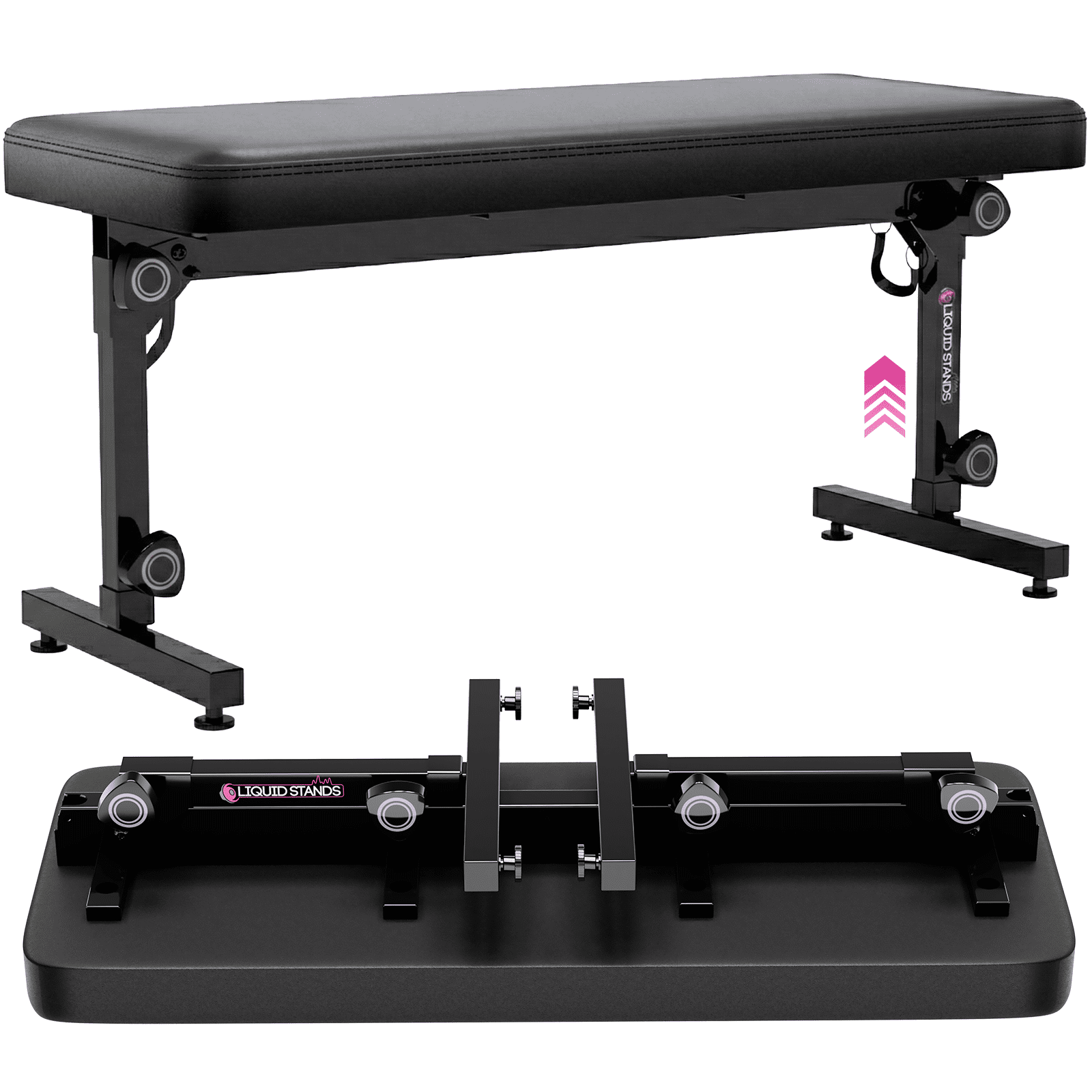 Liquid Stands Foldable Duet Piano Bench Adjustable Height Music Stool - Portable Hydraulic Piano Bench Dual Seat for Keyboard Stand with Black Leather Padded Cushion for Musicians Stool Chair