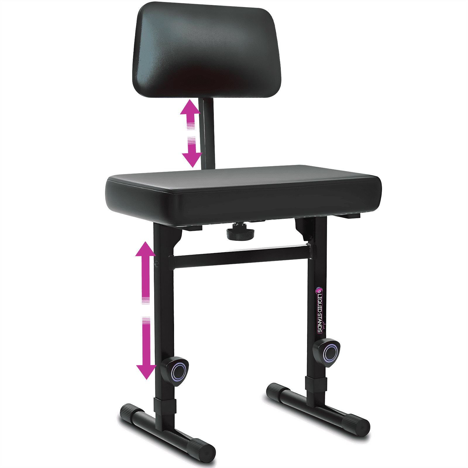 Liquid Stands Piano Bench Adjustable Stool Music Keyboard Bench with Backrest Seat for Piano Keyboard Stand with Black Padded Cushion for Musicians