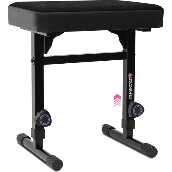Liquid Stands Piano Bench Adjustable Stool – Music Keyboard Bench Seat for Piano Keyboard Stand with Black Padded Cushion for Musicians Piano Stool Chair (Mesh Fabric)