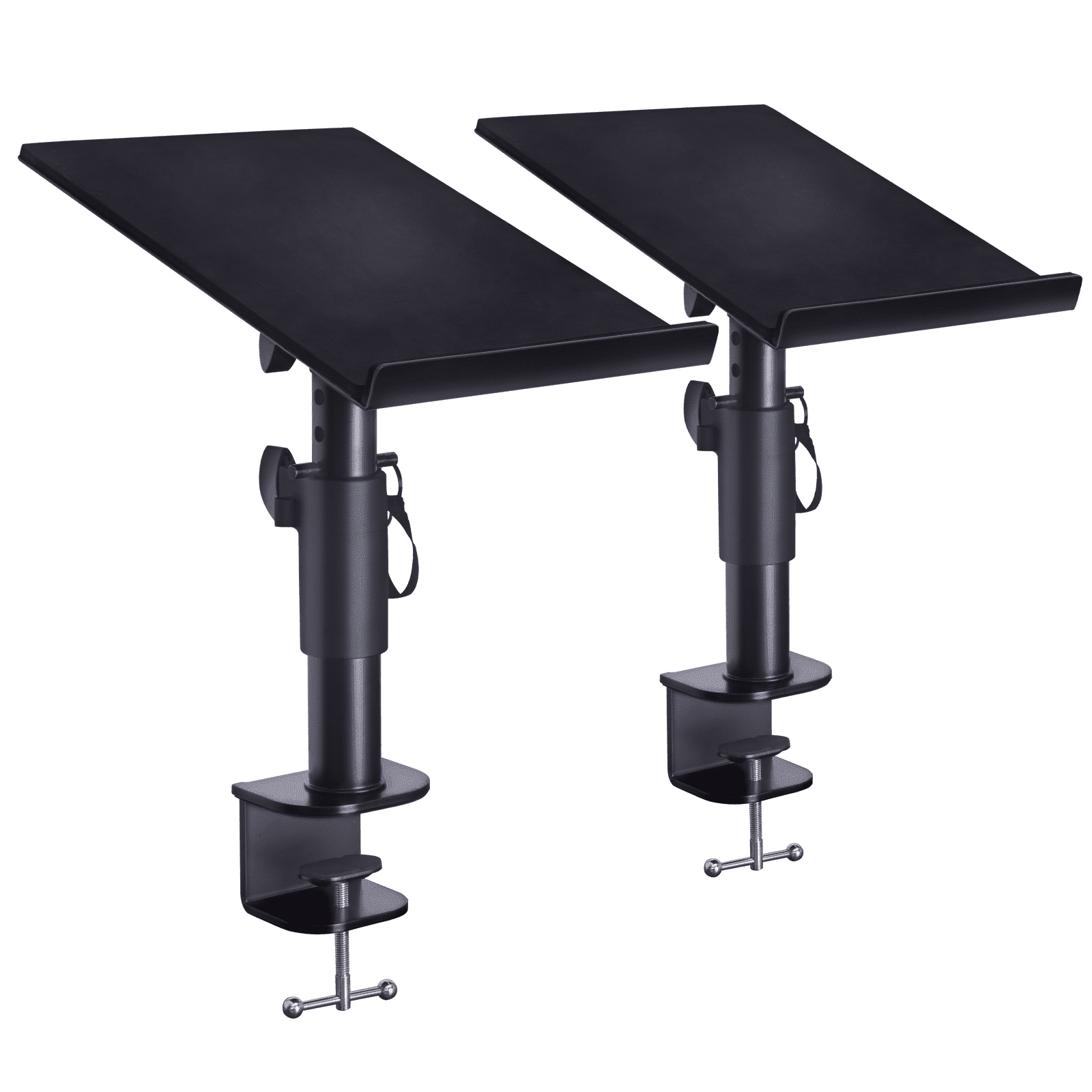 Adjustable Black Stainless Steel Clamp-On Speaker Stands - 2 Pack