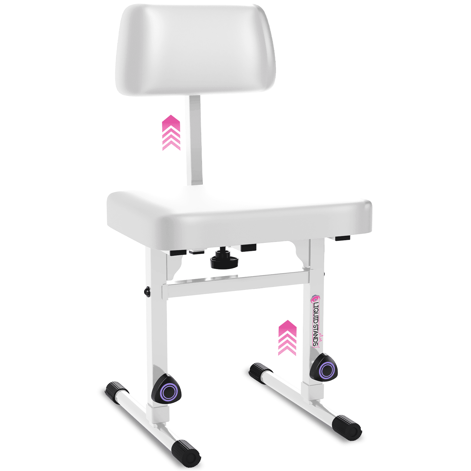 Liquid Stands White Adjustable Piano Bench with Backrest – Music Keyboard Bench Seat for Digital & Electric Pianos - Musicians Stylish Seating, Comfortable, Sturdy, Padded Cushion - Piano Stool Chair