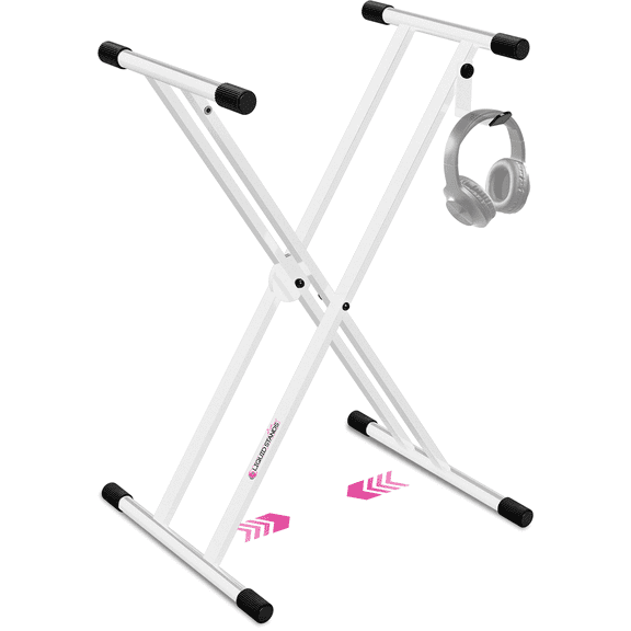 Liquid Stands White Piano Keyboard Stand - X Style Adjustable & Portable Heavy Duty Music Stand for Kids and Adults - Fits 54-88 Key Electric Pianos - Double Braced Foldable Digital Piano Table Frame
