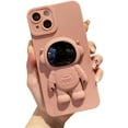 thumbnail image 1 of Liquid TPU Solid Color Astronaut Stand Phone Case, Hidden Stand, Drop Proof, Two Styles Available for iPhone 15 14 13 12 11 Pro Max Mini XS XR 7 8 Phone Cases (Pink 1,iPhone 11 Pro Max), 1 of 8