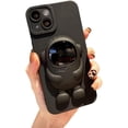 thumbnail image 1 of Liquid TPU Solid Color Astronaut Stand Phone Case, Hidden Stand, Drop Proof, Two Styles Available for iPhone 15 14 13 12 11 Pro Max Mini XS XR 7 8 Phone Cases (Black 2,iPhone XR), 1 of 8