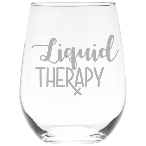 C&M Personal Gifts 17 oz   Liquid Therapy  Funny Stemless Wine Glass