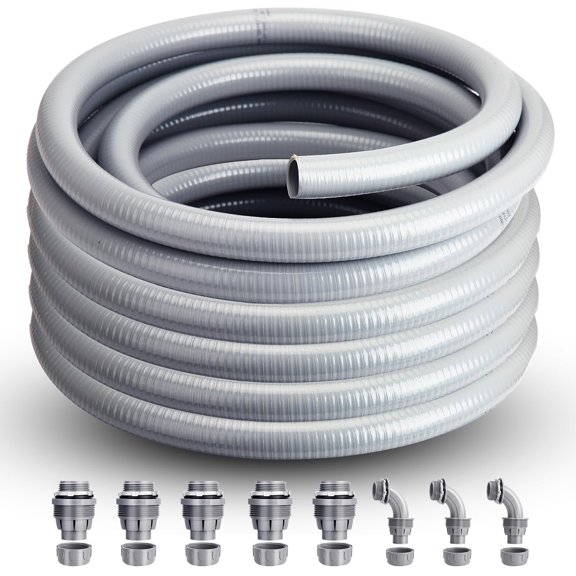 Liquid Tight Flexible Non-metallic Electrical Conduit 1/2inch 50FT Kit with Fittings