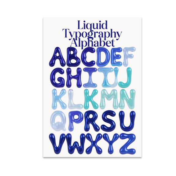Liquid Typography Alphabet Art - Home Decor Enthusiast - 13x19 Poster Print