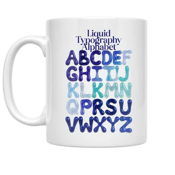 Liquid Typography Alphabet Design - Art Enthusiast - 11 oz Ceramic Coffee Mug