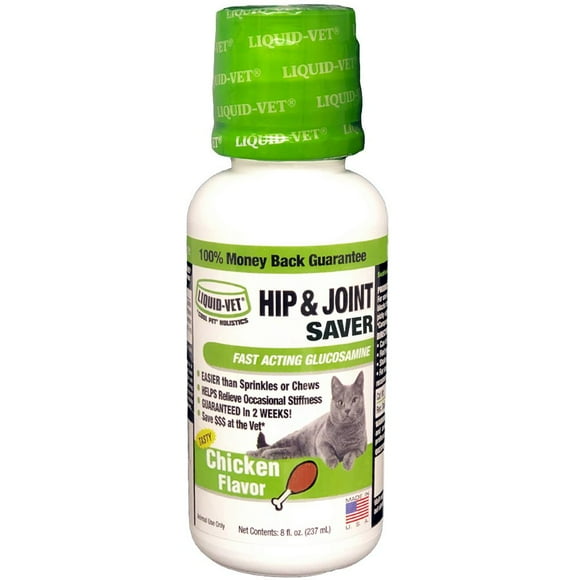 Liquid-Vet Hip & Joint Saver Supplement for Cats with Glucosamine, Chicken, 8 oz.