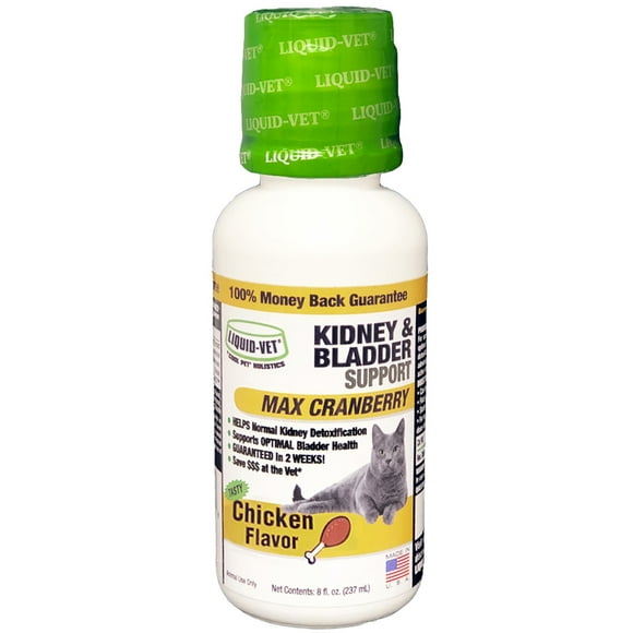 Liquid-Vet Kidney & Bladder Support Supplement for Cats,  Max Cranberry Urinary Tract Support, Chicken Flavor, 8 fl oz