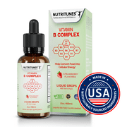NUTRITUNES Liquid Vitamin B Complex Drops – High Potency B-Vitamin Supplement, Strawberry, 2oz