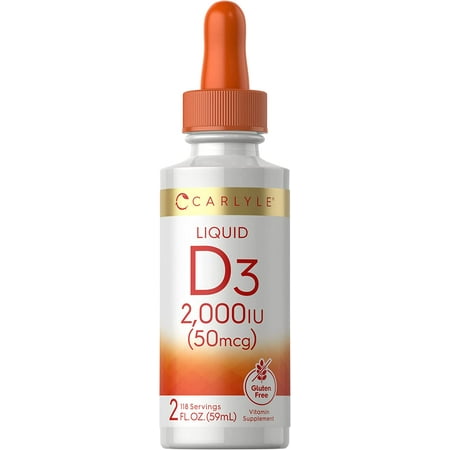 Liquid Vitamin D3 Drops | 2000 IU | 2 oz | Vegetarian | by Carlyle