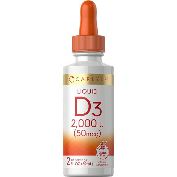 Liquid Vitamin D3 Drops | 2000 IU | 2 oz | Vegetarian | by Carlyle